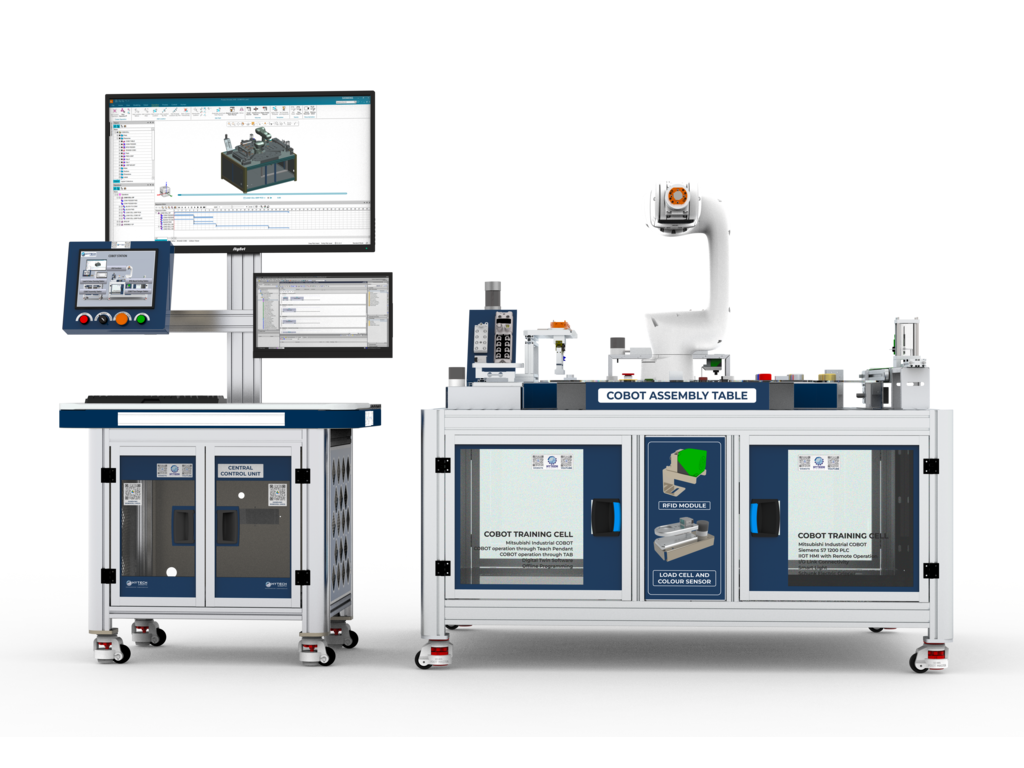 Collaborative Robot (COBOT) Training Cell with PLC, HMI and IIOT (COBOT Cell) from Hytech Automation