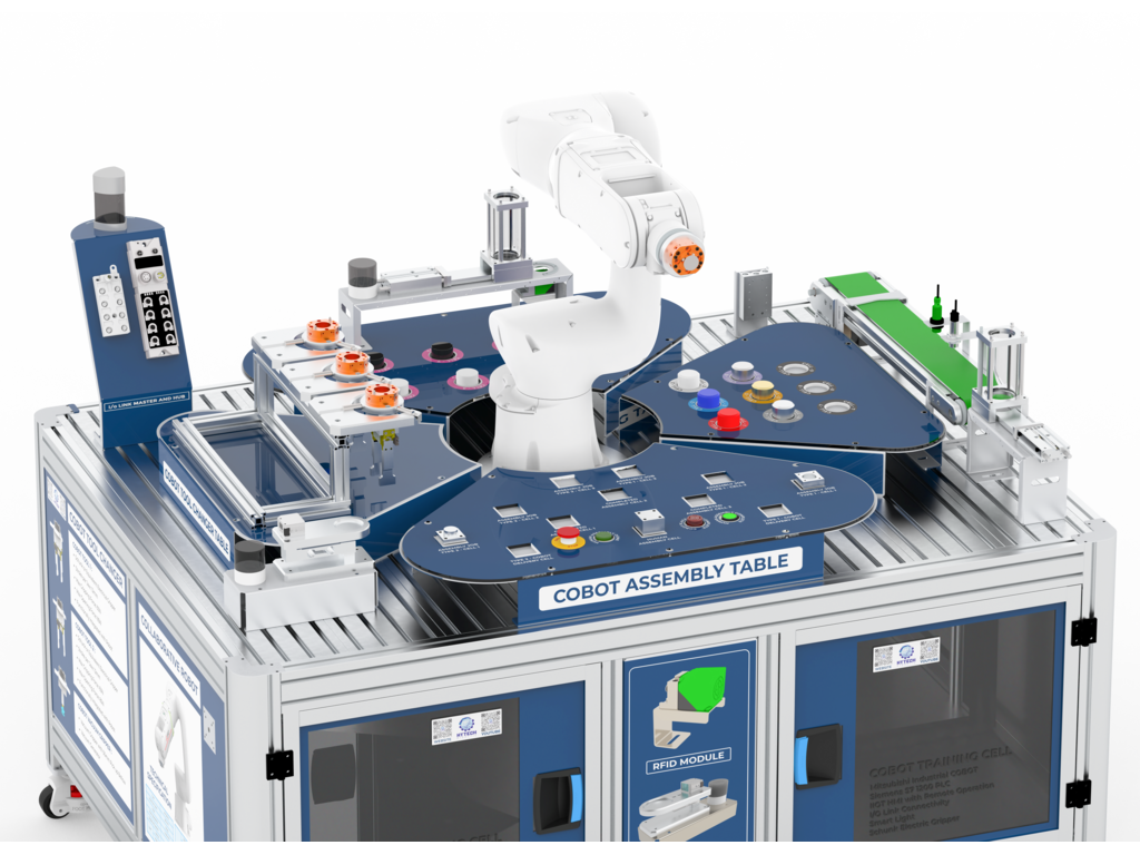 Collaborative Robot (COBOT) Training Cell with PLC, HMI and IIOT (COBOT Cell) from Hytech Automation