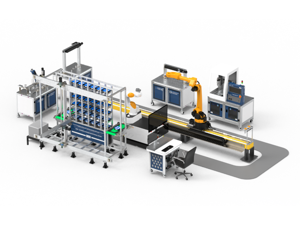 Computer Integrated Manufacturing (CIM) System with AMR & 7-Axis Robot (HA-CIM-108) from Hytech Automation